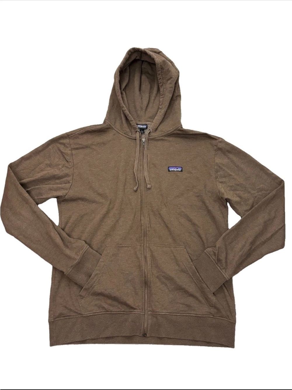 Patagonia Anya Women’s Full Zip Hoody On Rail Heathered Brown SZ.L Fleece EUC